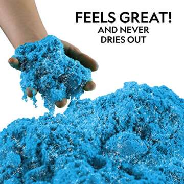 NATIONAL GEOGRAPHIC Sparkling Play Sand - 2 LBS of Shimmering Sand with Castle Molds and Tray (Blue) - A Fun Sensory Activity