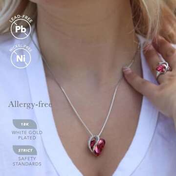Leafael Necklaces for Women, Infinity Love Heart Pendant with Tourmaline Pink Birthstone Crystal for...