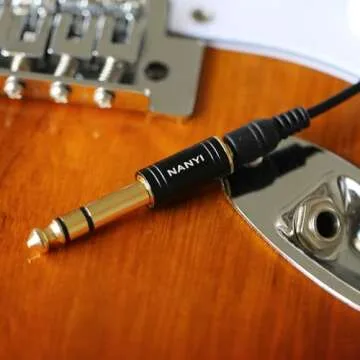 NANYI 1/4'' Male to 1/8'' Female Stereo Headphone Adapter Connect Cable, Upgrade 6.35mm Jack Stereo Socket Male to 3.5mm Jack Stereo Plug Female for Headphone, Amp Adapte, Black 1-Pack