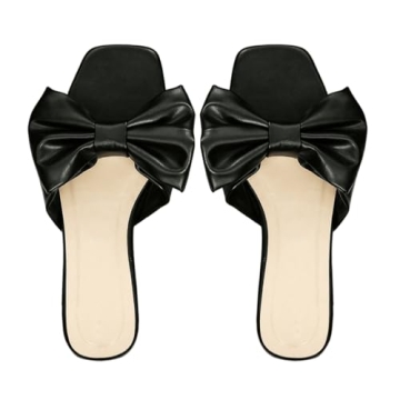 GORGLITTER Women's Bow Flat Sandals Stylish Comfortable Slip-Ons