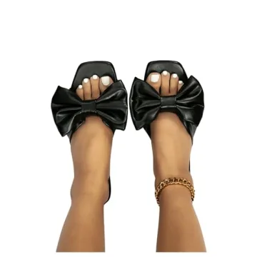 GORGLITTER Women's Bow Flat Sandals Stylish Comfortable Slip-Ons