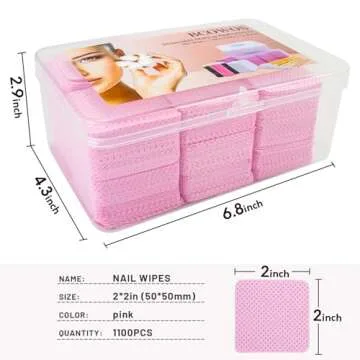 1080PCS Lint Free Nail Wipes- Non-Woven Soft Nail Polish Remover Pads, Nail Polish Remover Wipes Pink- Lint Free Wipes for Nail Polish Remover, Eyelash Extensions and Nail Art- DIY Nail Supplies