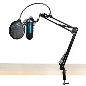 Blue Yeti Microphone Teal with Knox Boom Arm, Shock Mount and Pop Filter