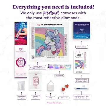 DIAMOND ART CLUB Unicorn Rainbow Diamond Painting Kit, 9" x 9" (23 x 23 cm)