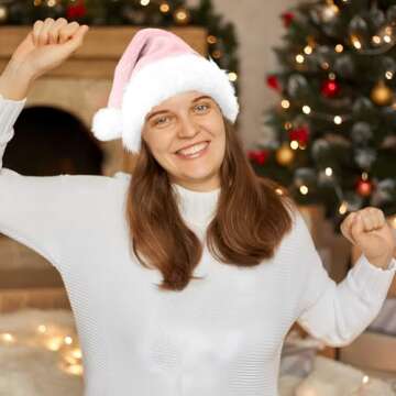 GlyinnHe Pink Christmas Santa Hats for Adults Christmas New Year Party Decorations and Supplies