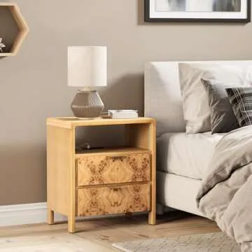 COZAYH Farmhouse Nightstand Set of 2 with Charging Station, Side Table with Power Outlet and USB & Type C Ports, Wood Bedside Table for Bedroom, Fully Assembled, Rustic, Brown