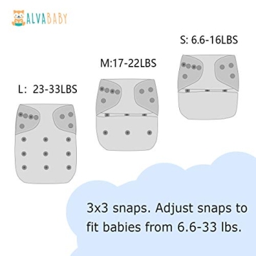 ALVABABY Reusable Baby Cloth Diaper 6 Pack with Inserts