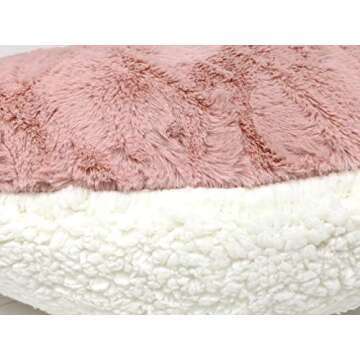 Tache Pink Heart Shaped Pillow - Faux Fur White Fleece Valentine's Romantic Super Soft Stuffed Light Blush Dusty Rose Furry Pillow 16x14 Pink Heart Pillow