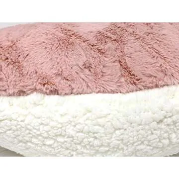 Tache Pink Heart Shaped Pillow - Faux Fur White Fleece Valentine's Romantic Super Soft Stuffed Light Blush Dusty Rose Furry Pillow 16x14 Pink Heart Pillow