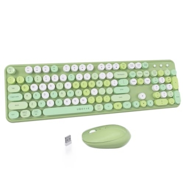 UBOTIE Colorful Retro Wireless Keyboard and Mouse Set - Perfect for Any Workspace