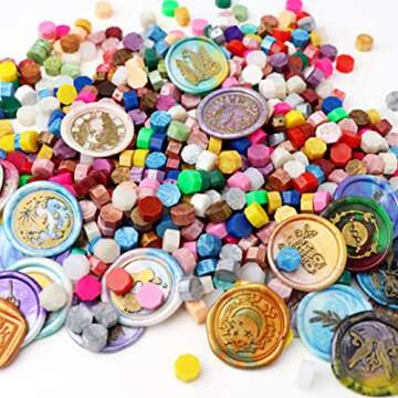 Pearl White Wax Seal Beads, ONWINPOR 300 Pieces Octagon Sealing Wax Beads for Letters, Cards, Wedding Invitations, Wine Package, Gift Wrapping, Christmas Card (Pearl White)