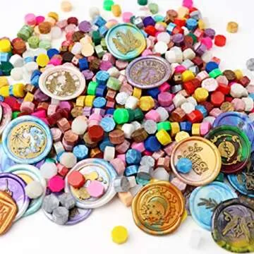 Pearl White Wax Seal Beads, ONWINPOR 300 Pieces Octagon Sealing Wax Beads for Letters, Cards, Wedding Invitations, Wine Package, Gift Wrapping, Christmas Card (Pearl White)