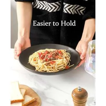 Tikooere Stoneware Dinner Plates, 10 Inch Serving Dishes Set of 4 for Kitchen, Ceramic Dinnerware Dishes for Steak, Pancakes, Scratch Resistant Plate Set, Microwave & Dishwasher Safe, Matte Black