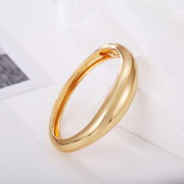 GREICHFAN Gold Cuff Bangle Bracelets Chunky Cuff Bangle Bracelets Minimalist Bangle Round Bangle for Women