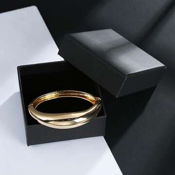 GREICHFAN Gold Cuff Bangle Bracelets Chunky Cuff Bangle Bracelets Minimalist Bangle Round Bangle for Women