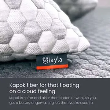 Layla Adjustable Fill Kapok Pillow, Luxurious Cooling Pillow, Queen (Single Pillow), Supportive for Head and Neck, Fully Adjustable, Natural Material That is Light and airy.Layla Sleep Kapok Pillows