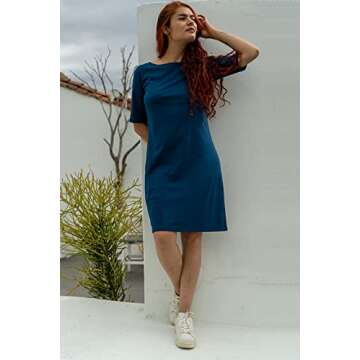 Fair Indigo Women's Organic Cotton Boat Neck Dress