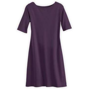 Fair Indigo Women's Organic Cotton Boat Neck Dress