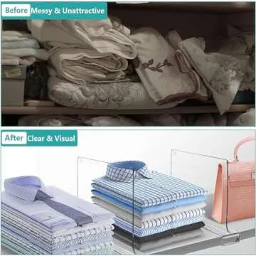 4 PCS Clear Acrylic Shelf Dividers for Closet Organization
