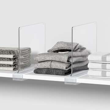 4 PCS Clear Acrylic Shelf Dividers for Closet Organization