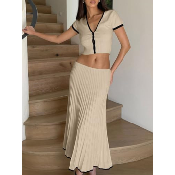 Imily Bela Womens Knit Midi Skirt and Top Set