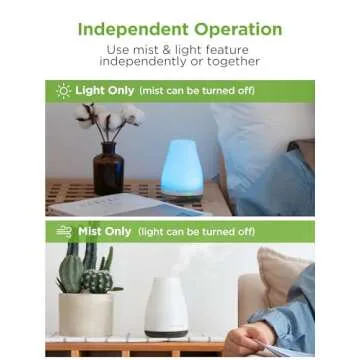 InnoGear Essential Oil Diffuser, Premium 5-in-1 Diffusers for Home Scent Aromatherapy Diffuser Air Desk Humidifier for Bedroom Large Room Office 7 Color LED 2 Mist Mode Waterless Auto Off, Brown Base