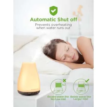 InnoGear Essential Oil Diffuser, Premium 5-in-1 Diffusers for Home Scent Aromatherapy Diffuser Air Desk Humidifier for Bedroom Large Room Office 7 Color LED 2 Mist Mode Waterless Auto Off, Brown Base