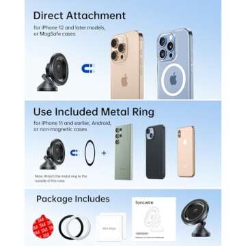 SYNCWIRE MagSafe Car Mount - Durable 360° Rotation Holder