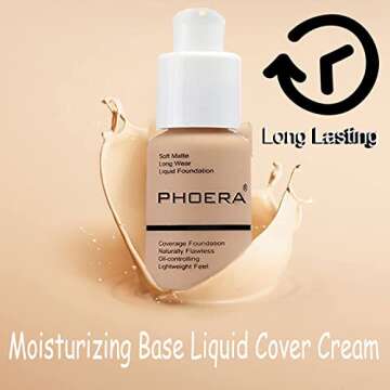 58g PHOERA Foundation Full Coverage Foundation Flawless Concealer Foundation Matte Oil Control Conce...