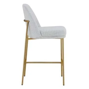 CHITA Counter Height Bar Stools Set of 2, FSC Certified Metal Barstools for Kitchen Island, 27" H Seat Height,Fabric, White (Multi-Colored)