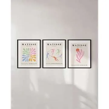 HAUS AND HUES Set of 3 Danish Pastel Wall Decor - Matisse Wall Art, Danish Pastel Aesthetic, Danish Pastel Room Decor Aesthetic, Pastel Room Decor Aesthetic (Beige Frame, 16x20)