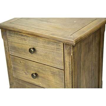 Heather Ann Creations 23.6" Ivory Wash Finish Pine Crest Collection 3 Drawer Handmade Storage Accent Cabinet