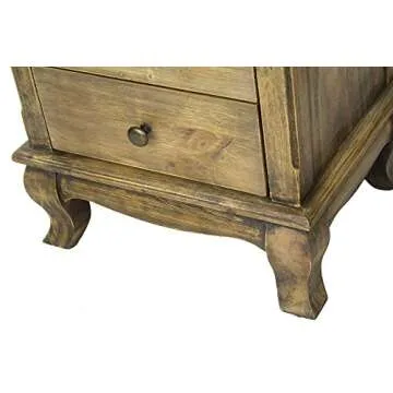 Heather Ann Creations 23.6" Ivory Wash Finish Pine Crest Collection 3 Drawer Handmade Storage Accent Cabinet