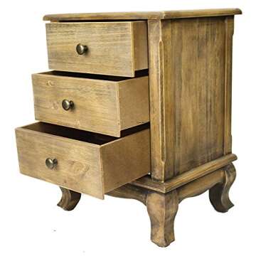 Heather Ann Creations 23.6" Ivory Wash Finish Pine Crest Collection 3 Drawer Handmade Storage Accent Cabinet