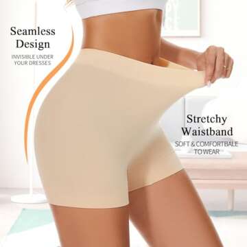 FRESBEIT Slip Shorts for Women Under Dress, Boyshorts Panties Anti Chafing Shorts Smooth Shapewear S...