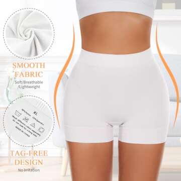FRESBEIT Slip Shorts for Women Under Dress, Boyshorts Panties Anti Chafing Shorts Smooth Shapewear Shorts L