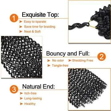 Passion Twist Hair 18 Inch 6 Packs Black Water Wave Braiding Hair for Butterfly Locs Passion Twists Bohemian Braiding Hair Extensions (18Inch 6 Packs,1B#)