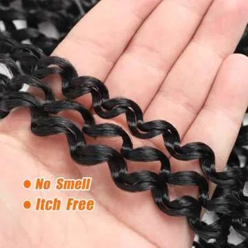 Passion Twist Hair 18 Inch 6 Packs Black Water Wave Braiding Hair for Butterfly Locs Passion Twists Bohemian Braiding Hair Extensions (18Inch 6 Packs,1B#)