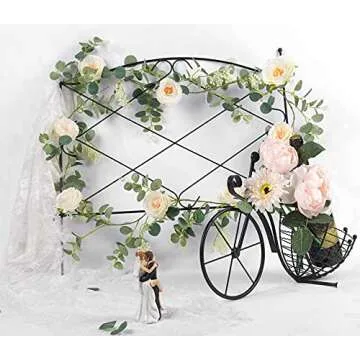 Miracliy 2 Pack 13FT Artificial Eucalyptus Garland with Champagne Roses Flower Vine Eucalyptus Greenery Garland for Weddings and Parties