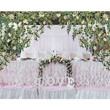 Miracliy 2 Pack 13FT Artificial Eucalyptus Garland with Champagne Roses Flower Vine Eucalyptus Greenery Garland for Weddings and Parties