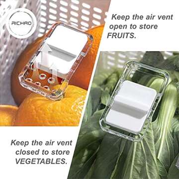 3 Pack Fruit and Vegetable Storage Containers for Fridge