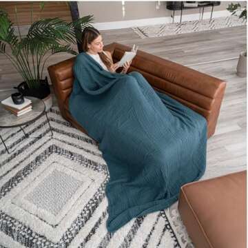 Comfy Cubs Muslin Blanket for Adults, Extra Large Twin 90” x 66”, 6 Layer Cooling Cotton Softnes...