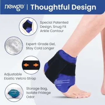 NEWGO Ankle Ice Pack Wrap for Swelling, Ice Pack for Ankle Injuires Reusable Ankle Cold Pack Wrap Hot Cold Therapy Ankle Ice Wrap for Sprained Ankles, Achilles Tendonitis - Blue