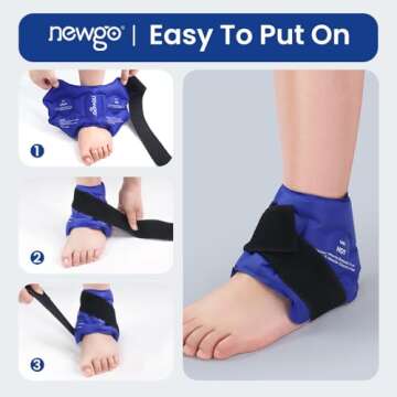 NEWGO Ankle Ice Pack Wrap for Swelling, Ice Pack for Ankle Injuires Reusable Ankle Cold Pack Wrap Hot Cold Therapy Ankle Ice Wrap for Sprained Ankles, Achilles Tendonitis - Blue