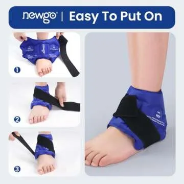 NEWGO Ankle Ice Pack Wrap for Swelling, Ice Pack for Ankle Injuires Reusable Ankle Cold Pack Wrap Hot Cold Therapy Ankle Ice Wrap for Sprained Ankles, Achilles Tendonitis - Blue