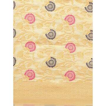 SHAILY Banarasi Silk Blend Woven Cream Saree for Women