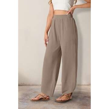 FREEOAK Womens Baggy Cotton Linen Pants Casual Fall 2025 Lounge Relaxed Fit Bottom Elastic Waisted P...