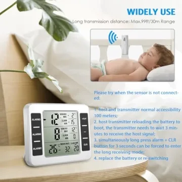 AMIR Wireless Refrigerator Thermometer with Alarm Temperature Monitor