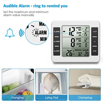 AMIR Wireless Refrigerator Thermometer with Alarm Temperature Monitor