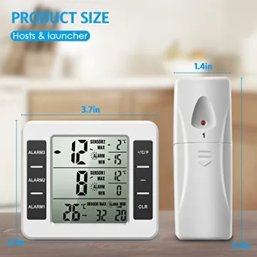AMIR Wireless Refrigerator Thermometer with Alarm Temperature Monitor